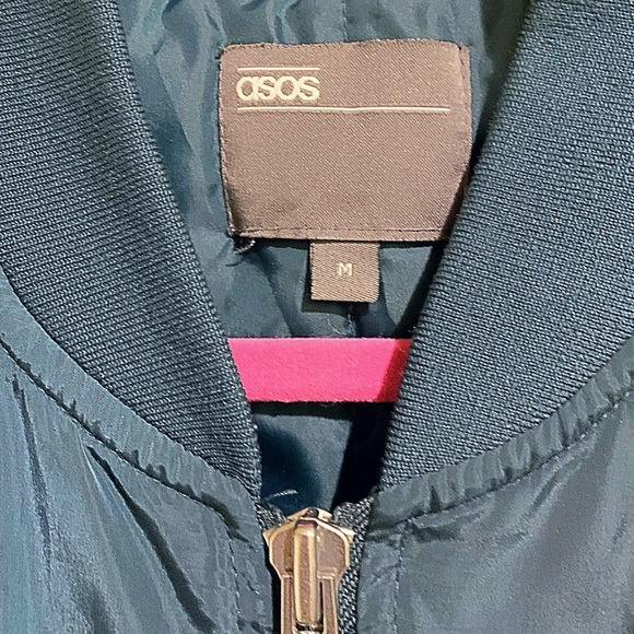 ASOS Bomber Jacket With MA1 Pocket in Teal Color Men’s Bomber Jacket Size M - Picture 3 of 9